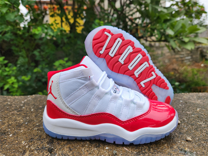 Youth Running Weapon Air Jordan 11 White/Red Shoes 020